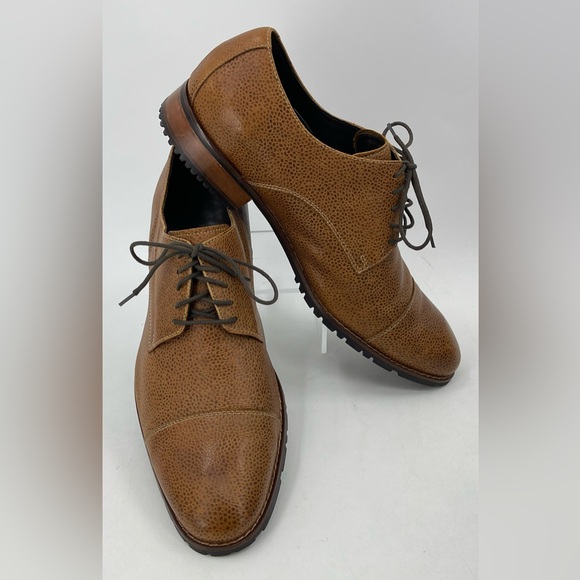 Cole Haan Pebbled Leather C09900 Cap Toe Oxfords Brown Dress Shoes Size 13M